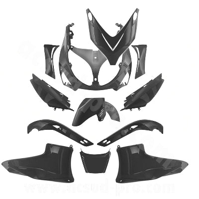 KIT CARENE 12 PEZZI CARENA YAMAHA TMAX T-MAX 500 2001-07 VERSIONE SPORT NERO NEUTRO , CARENA VERSIONE SPORT ACSUD